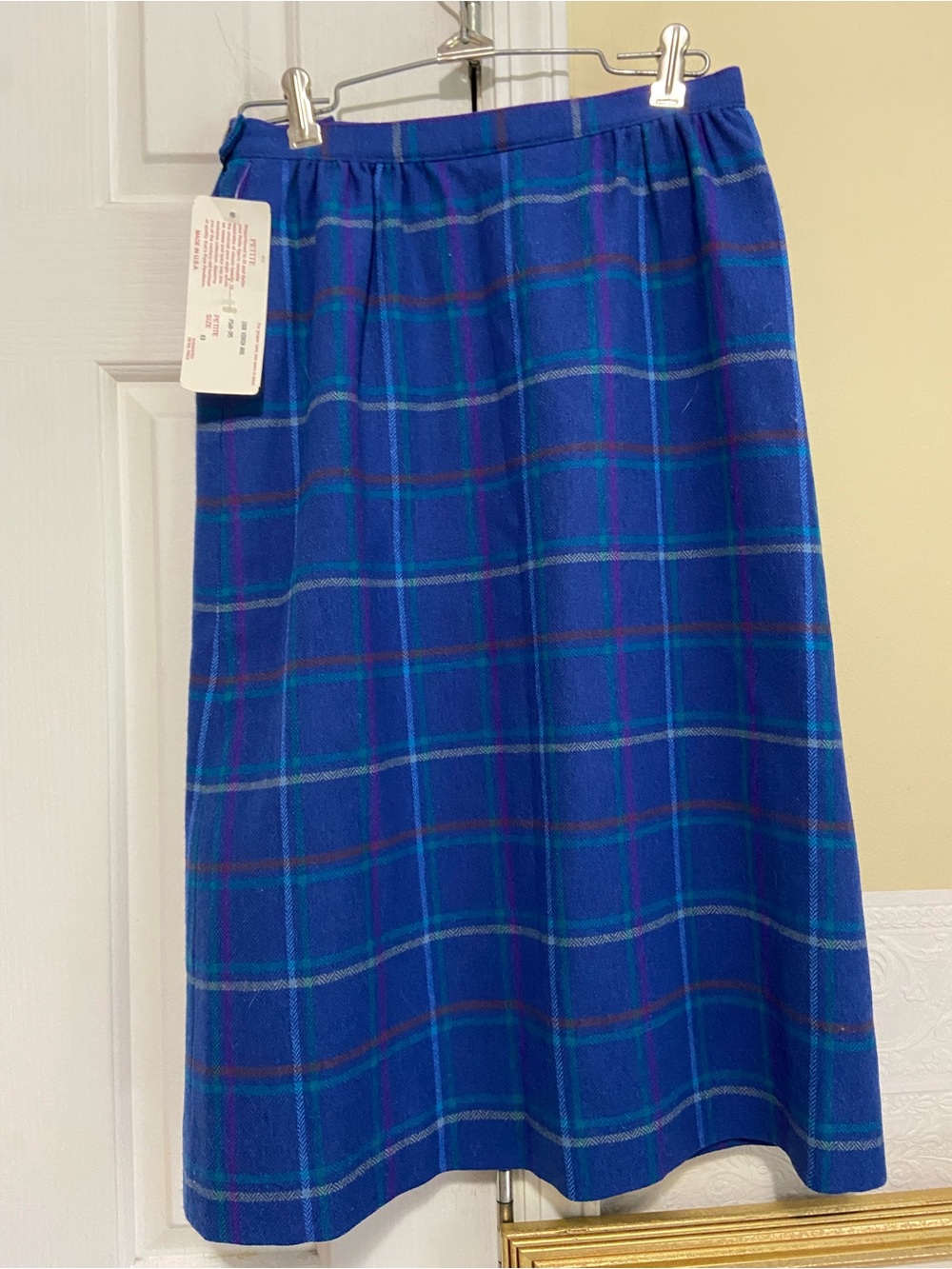 Vintage Pendleton Skirt Blue Plaid Virgin Wool Women’s Petite Size 8 NEW